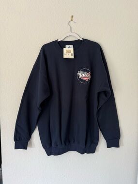 NWT Adidas 2002 Super Bowl XXXVI Navy Crewneck Sweatshirt Patriots vs Rams XL